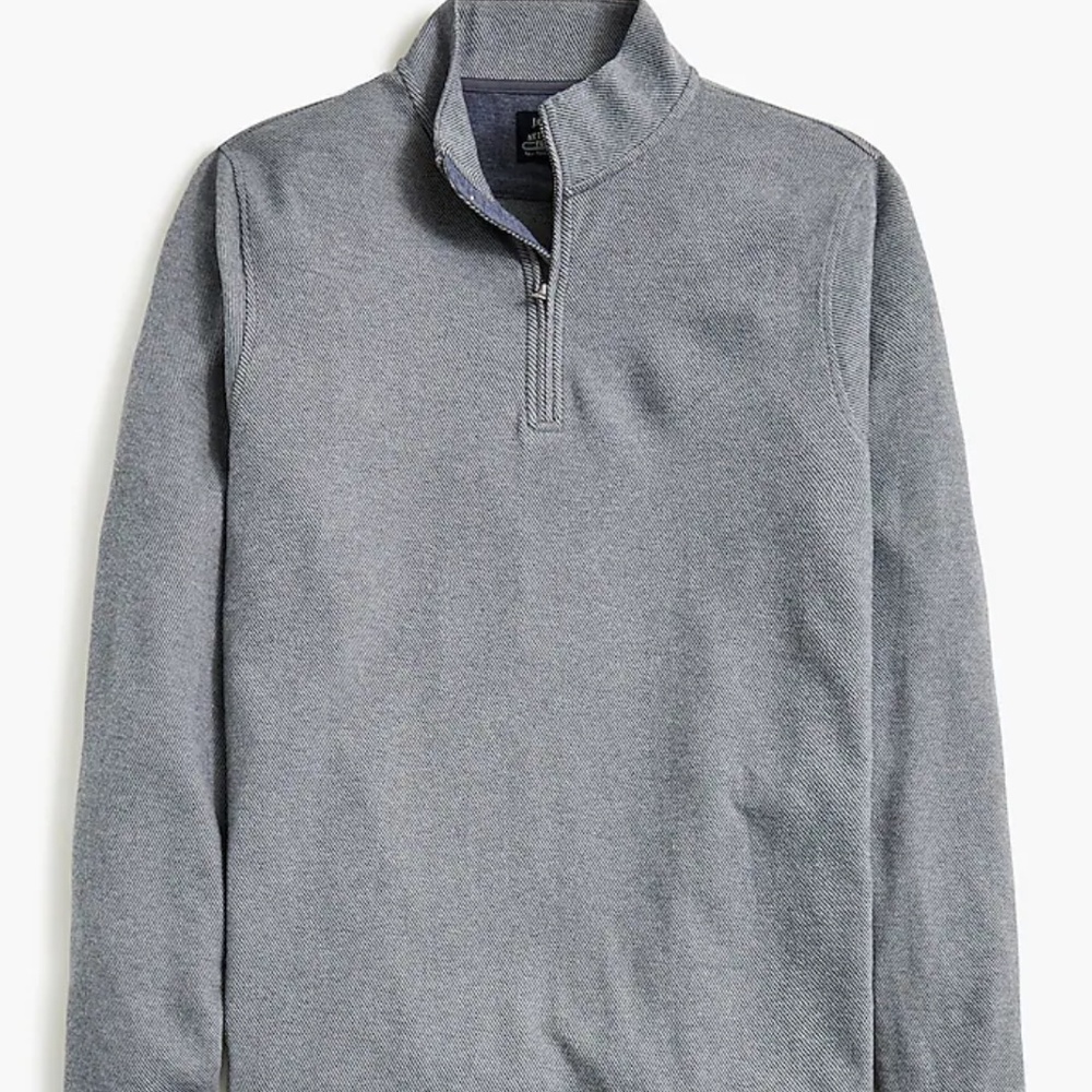 NWT J Crew Factory Blue Double-knit half-zip Sz Small